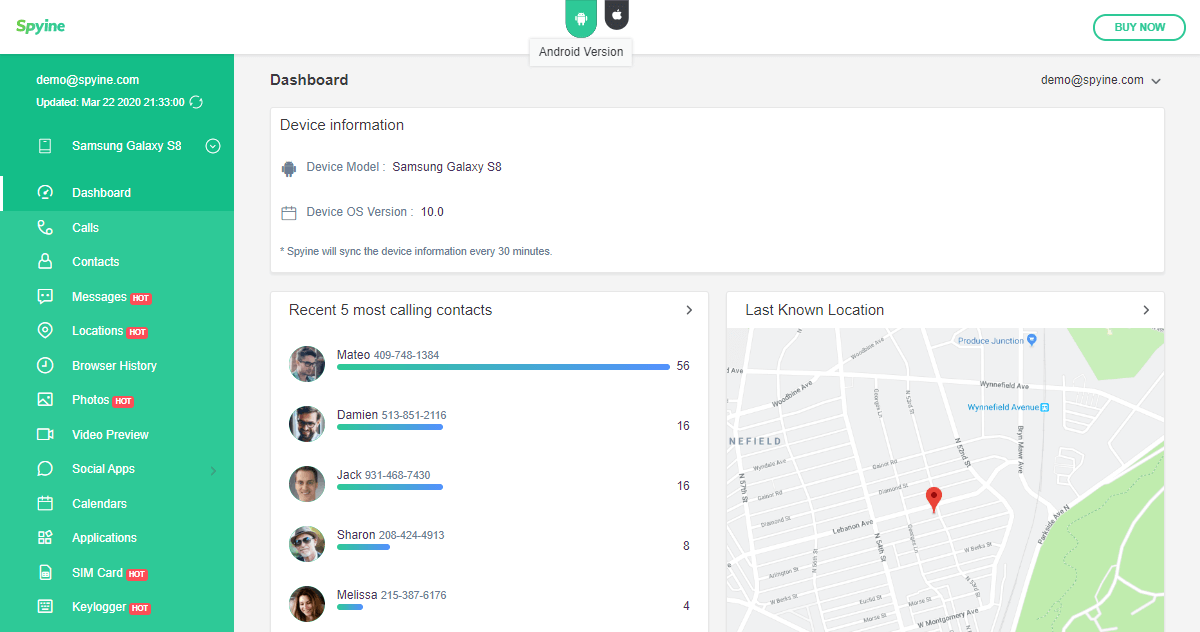 How to track phone location with Spyine